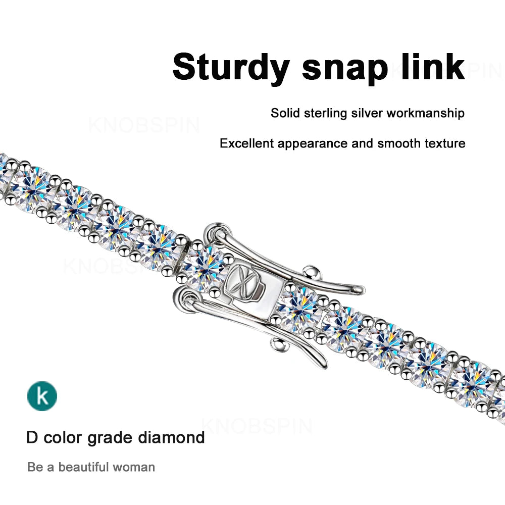 "Elegant 3mm/4mm Moissanite Tennis Bracelet – Full Diamond GRA Certified, 18K Gold-Plated 925 Silver for Weddings & Parties"